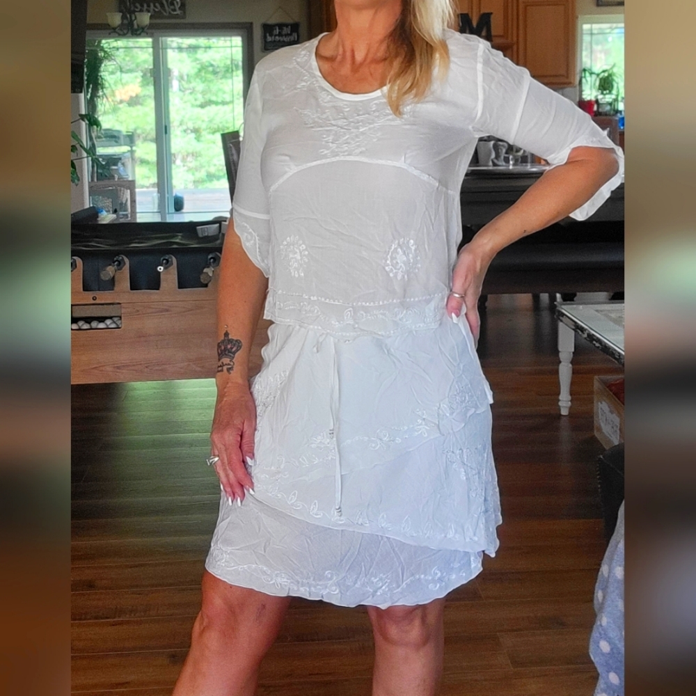 2 piece White Hippie outfit